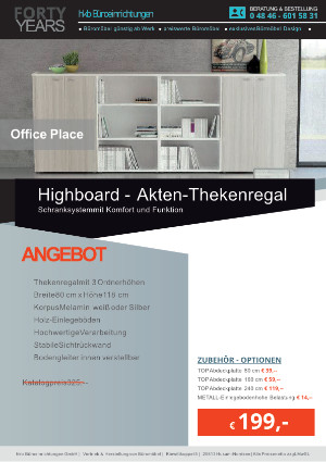 Highboard Regal aus der Kollektion Büromöbel OFFICE PLACE von der Firma HKB Büroeinrichtungen GmbH Husum